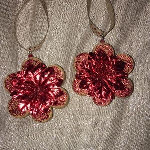 Poinsettia Wine Cork Ornaments (set of 2)